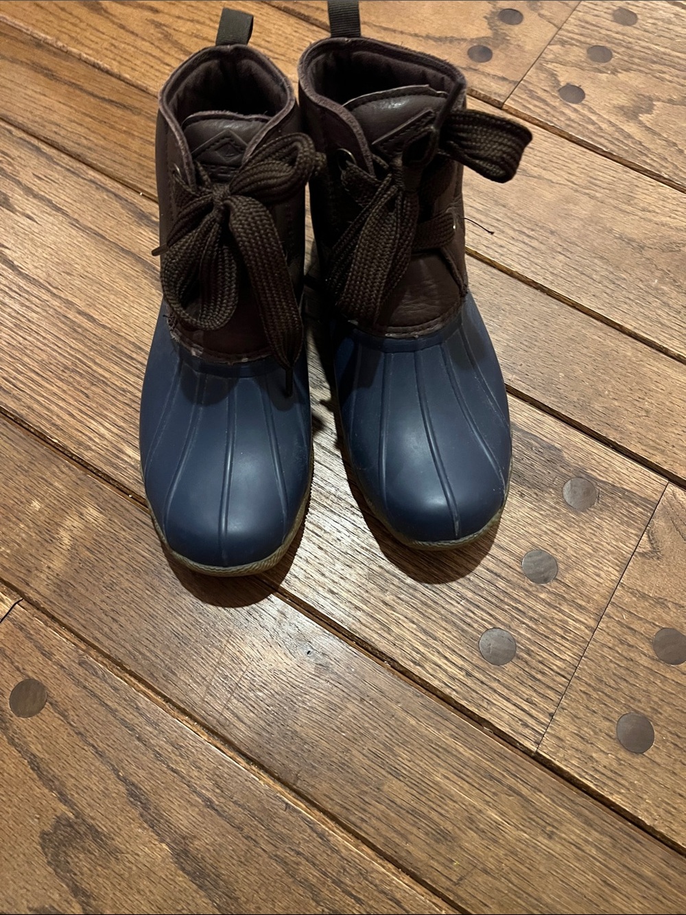 Sperry Blue Rubber Toe Brown Leather Duck Boots